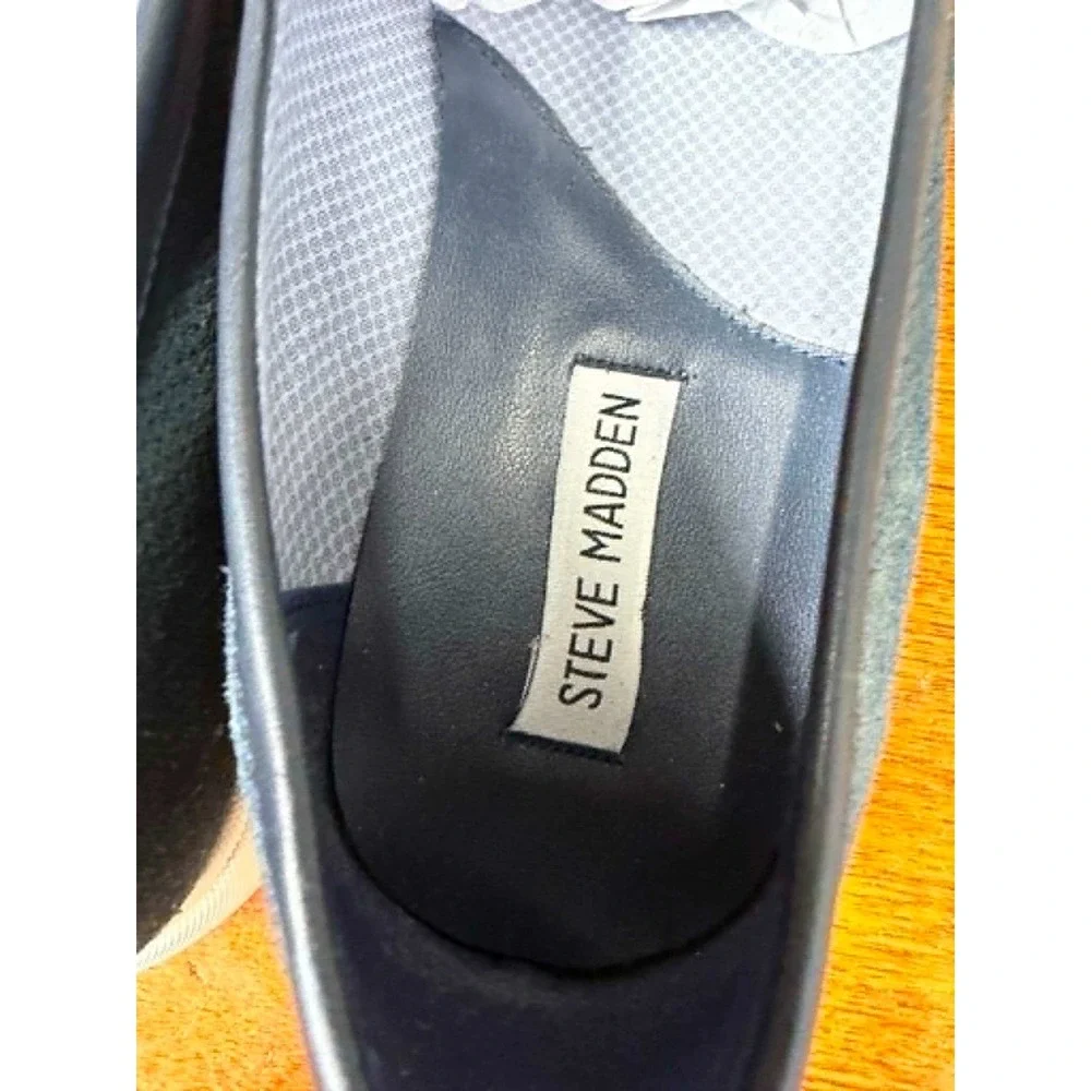 Steve Madden Mens P-Cosimo Navy Blue Perforated Suede Slip On Loafers Size 10